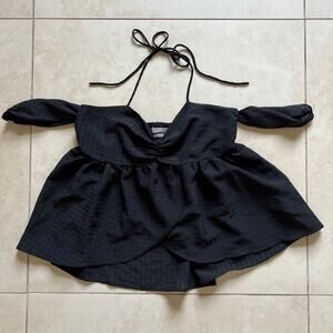 Urban Outfitters Black Off the Shoulder Halter Top Size S